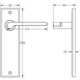 Technical drawing of of Burlington - Fitzrovia Door Handle Latch Backplate Dark Bronze Sku. BUR15KIT86