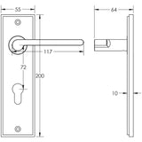 Technical drawing of of Burlington - Fitzrovia Door Handle Din Euro Backplate Polished Nickel Sku. BUR15KIT168