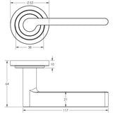 Technical drawing of of Burlington - Fitzrovia Door Handles Stepped Rose Satin Nickel Sku. BUR15KIT315