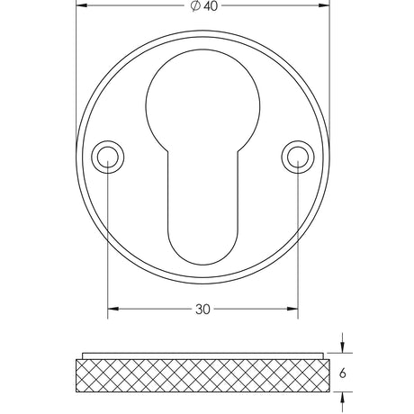 Technical drawing of of Burlington - Westbourne Knurled Euro Profile Escutcheon Satin Nickel Sku. BUR181MB