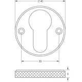 Technical drawing of of Burlington - Westbourne Knurled Euro Profile Escutcheon Polished Nickel Sku. BUR181PN