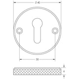 Technical drawing of of Burlington - Westbourne Knurled Standard Keyway Escutcheon Black Sku. BUR182MB