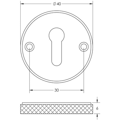 Technical drawing of of Burlington - Westbourne Knurled Standard Keyway Escutcheon Black Sku. BUR182MB