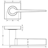 Technical drawing of of Burlington - Knightsbridge Door Handle on Square Plain Rose Antique Brass Sku. BUR20KIT6