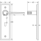 Technical drawing of of Burlington - Knightbridge Door Handle Lock Backplate Satin Nickel Sku. BUR20KIT321