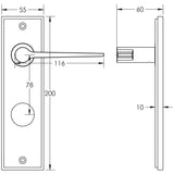 Technical drawing of of Burlington - Knightbridge Door Handle Din Bathroom Backplate Dark Bronze Sku. BUR20KIT91