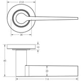 Technical drawing of of Burlington - Knightsbridge Door Handle on Plain Rose Polished Nickel Sku. BUR20KIT157