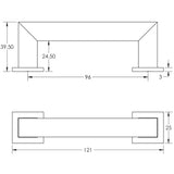 Technical drawing of of Burlington - Trafalgar Square Cabinet Handles 96mm Satin Brass Sku. BUR210SB