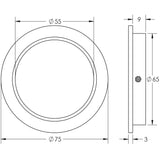 Technical drawing of of Burlington - Circular Flush Pull Satin Brass Sku. BUR215SB