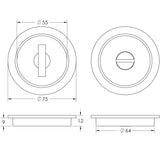 Technical drawing of of Burlington - Circular Turn & Release Dark Bronze Sku. BUR216DB