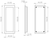 Technical drawing of of Burlington - Rectangular Flush Pull Satin Nickel Sku. BUR225SN