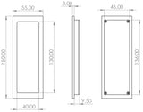 Technical drawing of of Burlington - Rectangular Flush Pull Dark Bronze Sku. BUR225DB