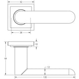 Technical drawing of of Burlington - Kensington Door Handles Square Stepped Rose Dark Bronze Sku. BUR25KIT85