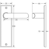 Technical drawing of of Burlington - Kensington Door Handle Latch Backplate Dark Bronze Sku. BUR25KIT86