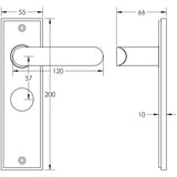 Technical drawing of of Burlington - Kensington Door Handle Bathroom Backplate Satin Brass Sku. BUR25KIT244