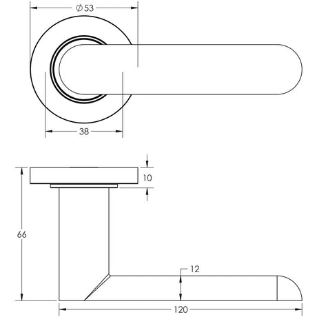 Technical drawing of of Burlington - Kensington Door Handles Plain Rose Polished Nickel Sku. BUR25KIT157