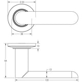 Technical drawing of of Burlington - Kensington Door Handles Chamfered Rose Satin Brass Sku. BUR25KIT236