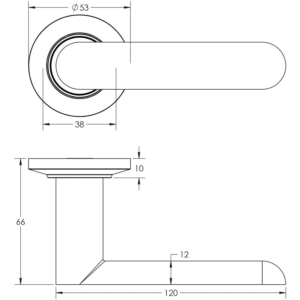 Technical drawing of of Burlington - Kensington Door Handles Chamfered Rose Polished Nickel Sku. BUR25KIT158