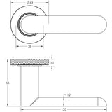 Technical drawing of of Burlington - Kensington Door Handles Knurled Rose Satin Nickel Sku. BUR25KIT317