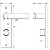 Technical drawing of of Burlington - Kensington Door Handle Din Bathroom Backplate Dark Bronze & Turn & Release Sku. BUR-25DB-456DB-81DB