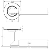 Technical drawing of of Burlington - Westminster Door Handles Plain Rose Polished Nickel Sku. BUR30KIT157