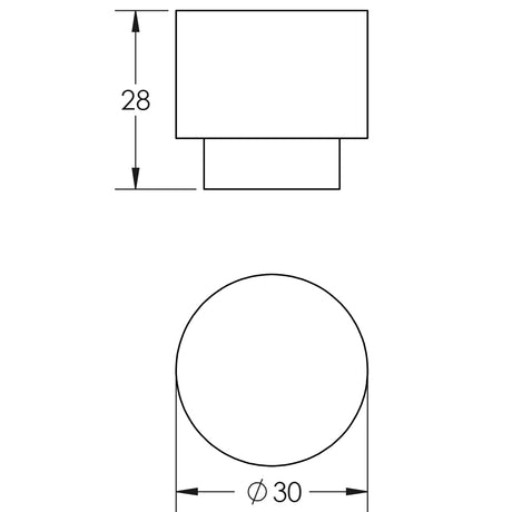Technical drawing of of Burlington - Westminster Round Cupboard Knobs Polished Nickel Sku. BUR300PN