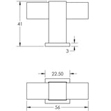 Technical drawing of of Burlington - Westminster T Bar Cupboard Knobs Dark Bronze Sku. BUR301DB