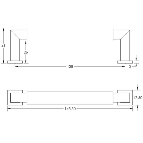Technical drawing of of Burlington - Westminster Round Cabinet Handles 128mm Satin Nickel Sku. BUR311SN