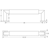 Technical drawing of of Burlington - Westminster Round Cabinet Handles 128mm Dark Bronze Sku. BUR311DB