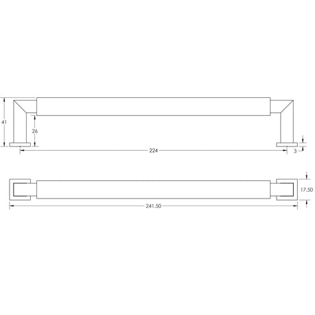 Technical drawing of of Burlington - Westminster Round Cabinet Handles 224mm Polished Nickel Sku. BUR312PN