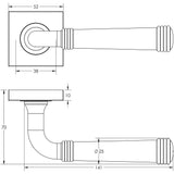 Technical drawing of of Burlington - Highgate Door Handles Square Plain Rose Antique Brass Sku. BUR35KIT6