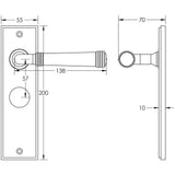 Technical drawing of of Burlington - Highgate Door Handle Bathroom Backplate Satin Nickel Sku. BUR35KIT322