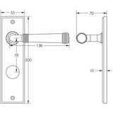 Technical drawing of of Burlington - Highgate Door Handle Din Bathroom Backplate Polished Nickel Sku. BUR35KIT169