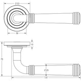 Technical drawing of of Burlington - Highgate Door Handles Stepped Rose Antique Brass Sku. BUR35KIT3