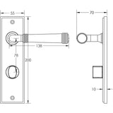 Technical drawing of of Burlington - Highgate Door Handle Din Bathroom Backplate Dark Bronze & Turn & Release Sku. BUR-35DB-456DB-81DB