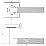 Technical drawing of of Burlington - Piccadilly Door Handle on Square Plain Rose Satin Nickel Sku. BUR40KIT318
