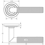 Technical drawing of of Burlington - Piccadilly Door Handle on Stepped Rose Satin Brass Sku. BUR40KIT237