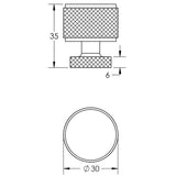 Technical drawing of of Burlington - Piccadilly Knurled Cupboard Knobs Antique Brass Sku. BUR400AB