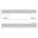 Technical drawing of of Burlington - Piccadilly Knurled Cabinet Handles 128mm Dark Bronze Sku. BUR411DB