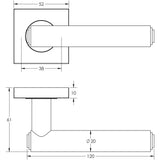 Technical drawing of of Burlington - Richmond Door Handles Square Plain Polished Nickel Sku. BUR45KIT162