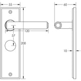 Technical drawing of of Burlington - Richmond Door Handle Bathroom Backplate Dark Bronze Sku. BUR45KIT88