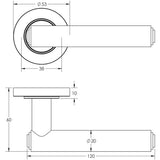 Technical drawing of of Burlington - Richmond Door Handles Plain Rose Satin Brass Sku. BUR45KIT235