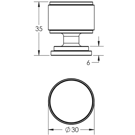 Technical drawing of of Burlington - Belgrave Stepped Cupboard Knobs Dark Bronze Sku. BUR501DB