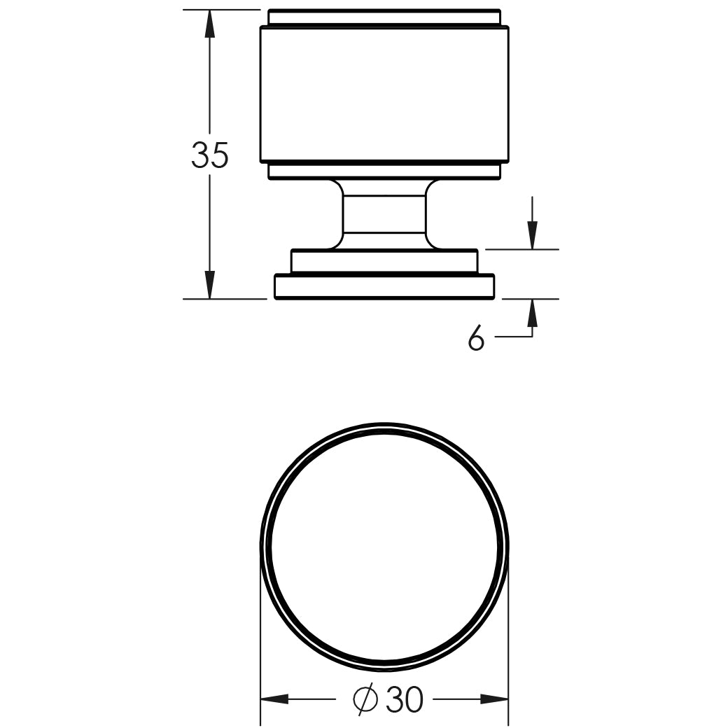 Technical drawing of of Burlington - Belgrave Stepped Cupboard Knobs Antique Brass Sku. BUR501AB