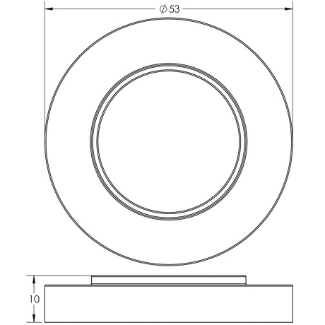 Technical drawing of of Burlington - Plain Outer Roses Antique Brass Sku. BUR50AB
