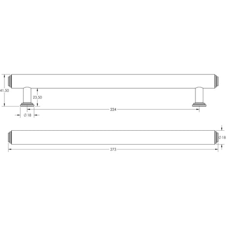 Technical drawing of of Burlington - Belgrave Stepped Cabinet Handles 224mm Antique Brass Sku. BUR512AB
