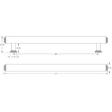 Technical drawing of of Burlington - Belgrave Stepped Cabinet Handles 224mm Satin Brass Sku. BUR512SB