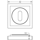 Technical drawing of of Burlington - Standard Keyway Escutcheons Square Stepped Rose Satin Nickel Sku. BUR-60SN-173SN
