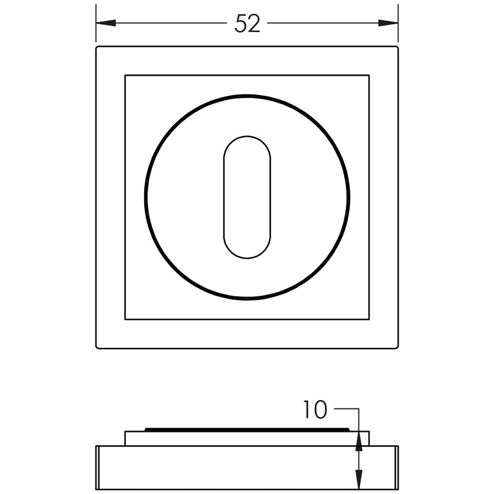 Technical drawing of of Burlington - Standard Keyway Escutcheons Square Stepped Rose Antique Brass Sku. BUR-60AB-173AB