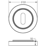 Technical drawing of of Burlington - Standard Keyway Escutcheons Plain Rose Satin Nickel Sku. BUR-60SN-71SN